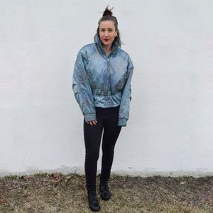 Vintage 80s Obermeyer Belted Cinch Waist Pearlescent Pastel Ski Jacket